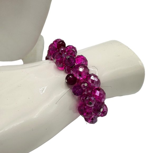White House Black Market Cluster Beaded Pink Purple Necklace and Bracelet Set - Picture 3 of 5